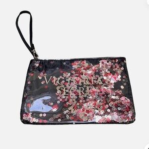 Victoria's Secret Sequin Makeup Pouch Case Wristlet